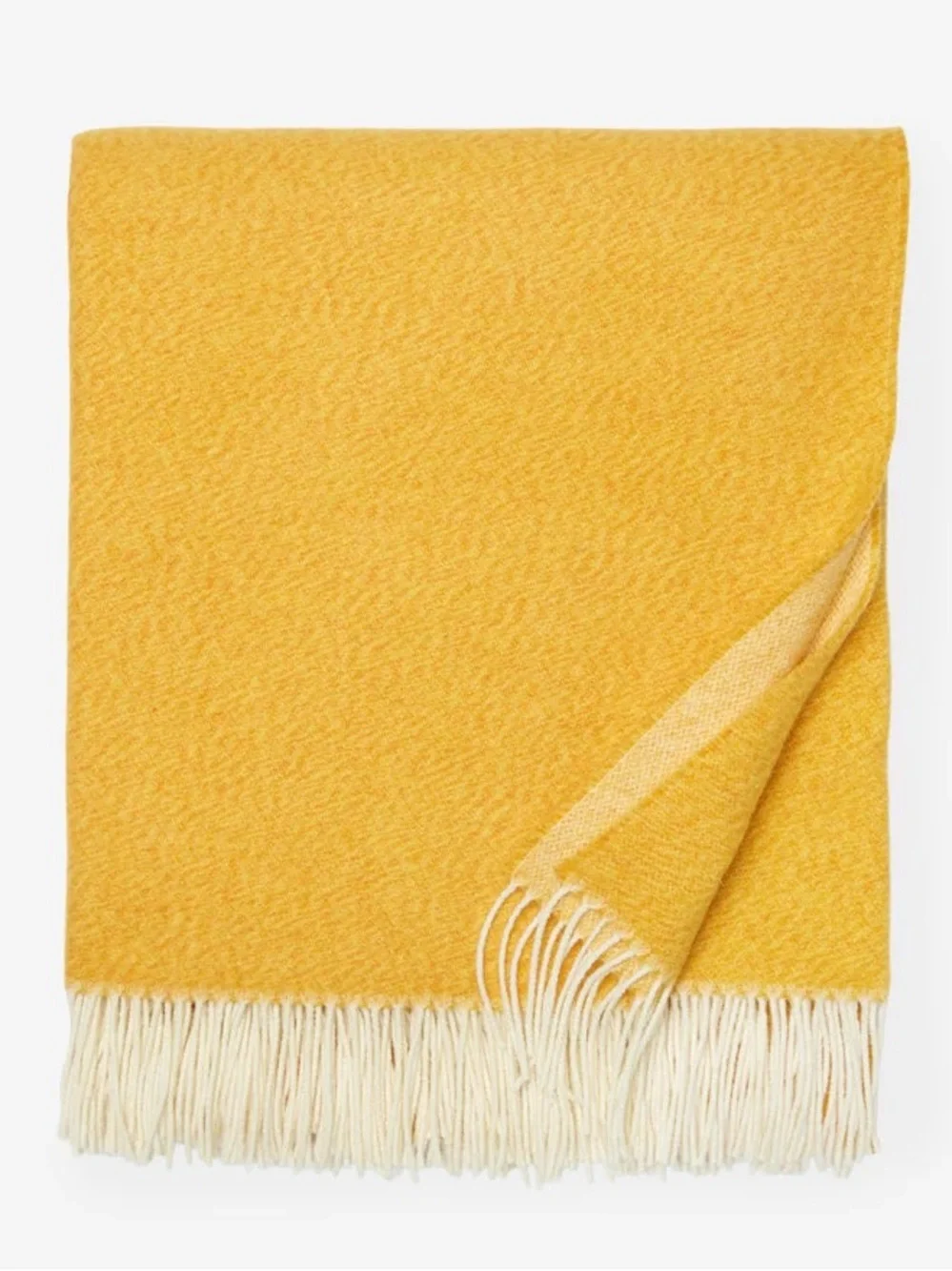 SFERRA $395 Matese Throw Sunshine Merino Wool Twisted Fringe 50x70” NWOT